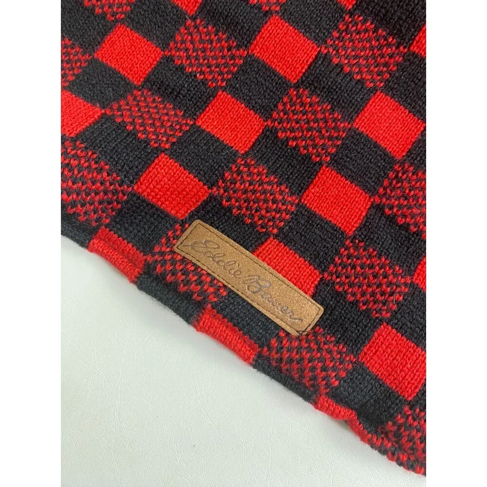 NEW Eddie Bauer Pet Red Black Buffalo‎ Plaid Dog Sweater Size Large Holiday